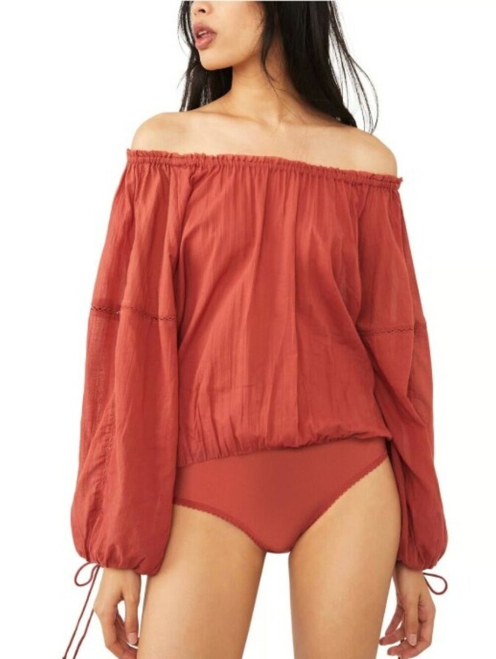 Free People Intimately Rust Sundown Balloon Sleeve Bodysuit - Size - Large